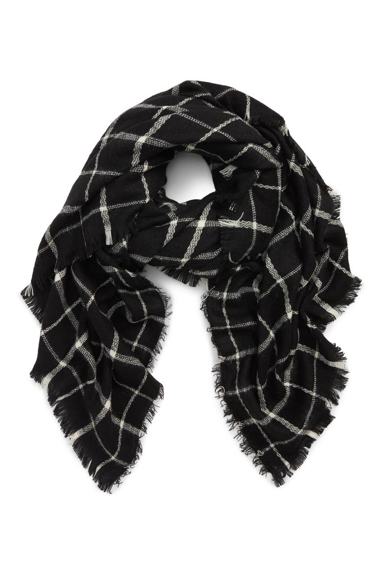 Check Scarf, Main, color, BLACK/ IVORY