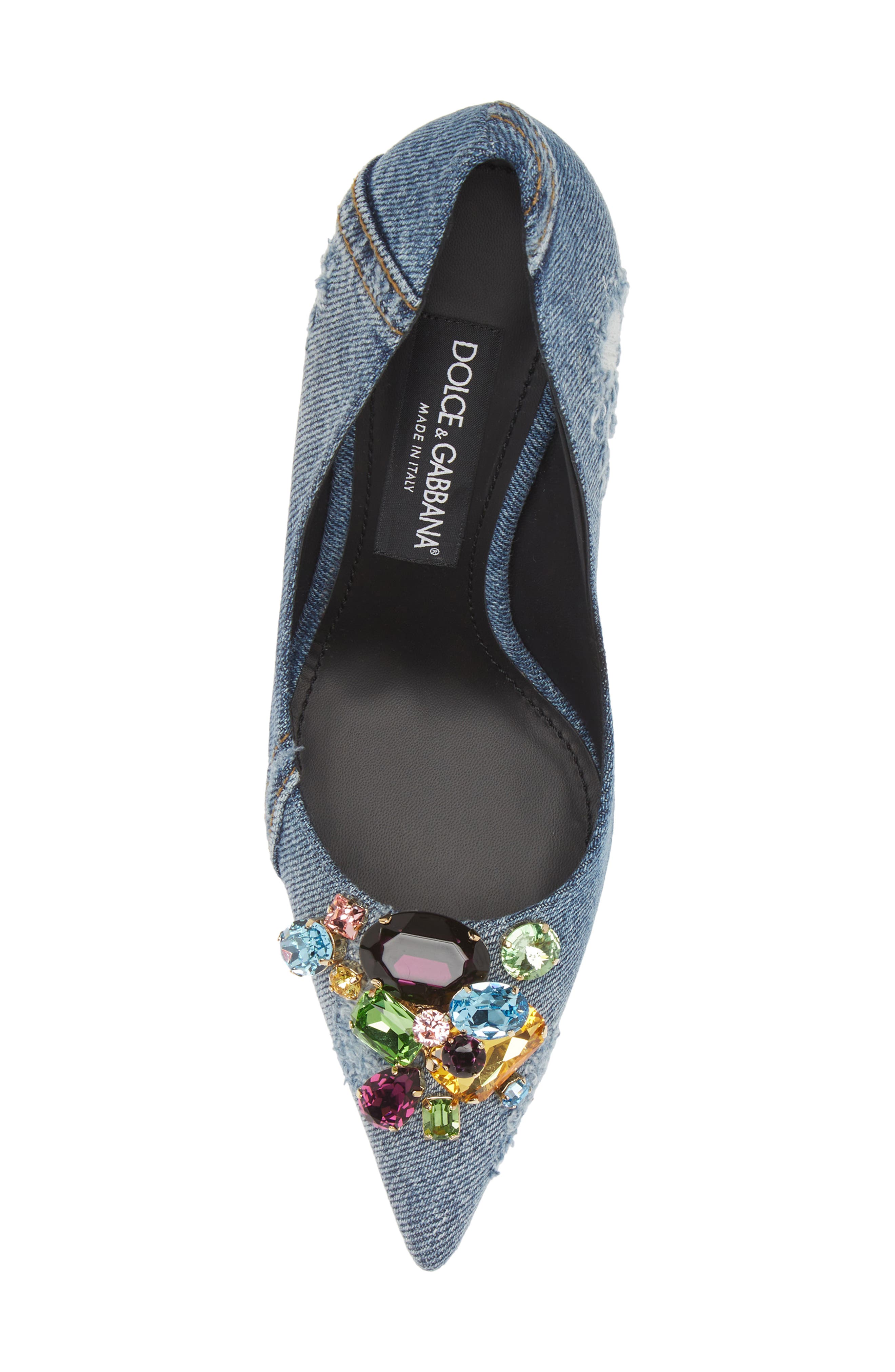 Dolce&Gabbana Patchwork Denim Pointed Toe Pump, Alternate, color, Denim Blue