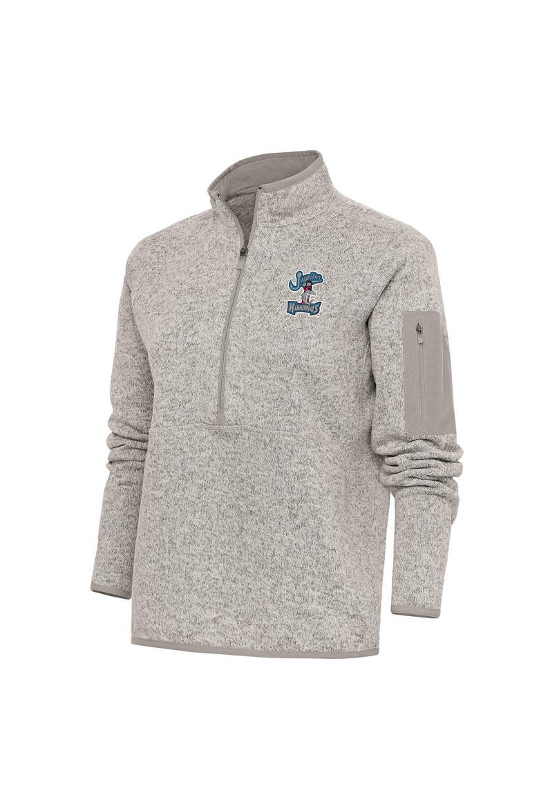 Women's Antigua  Oatmeal Kannapolis Cannon Ballers Fortune Half-Zip Pullover Jacket, Alternate, color, Oatmeal