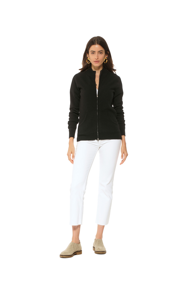 Pure Cashmere Double Slider Slider Zip Cardigan, Alternate, color, Black