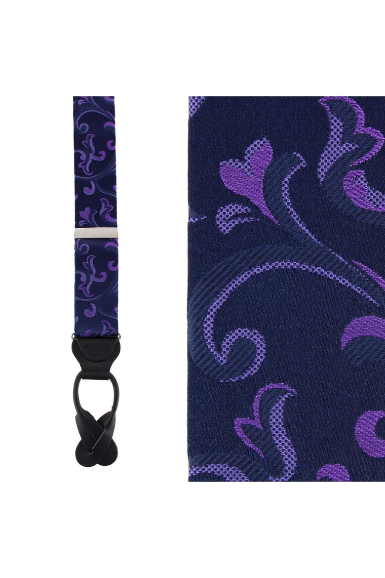 Christian the Romantic Brocade Silk Button End Suspenders, Main, color, Purple