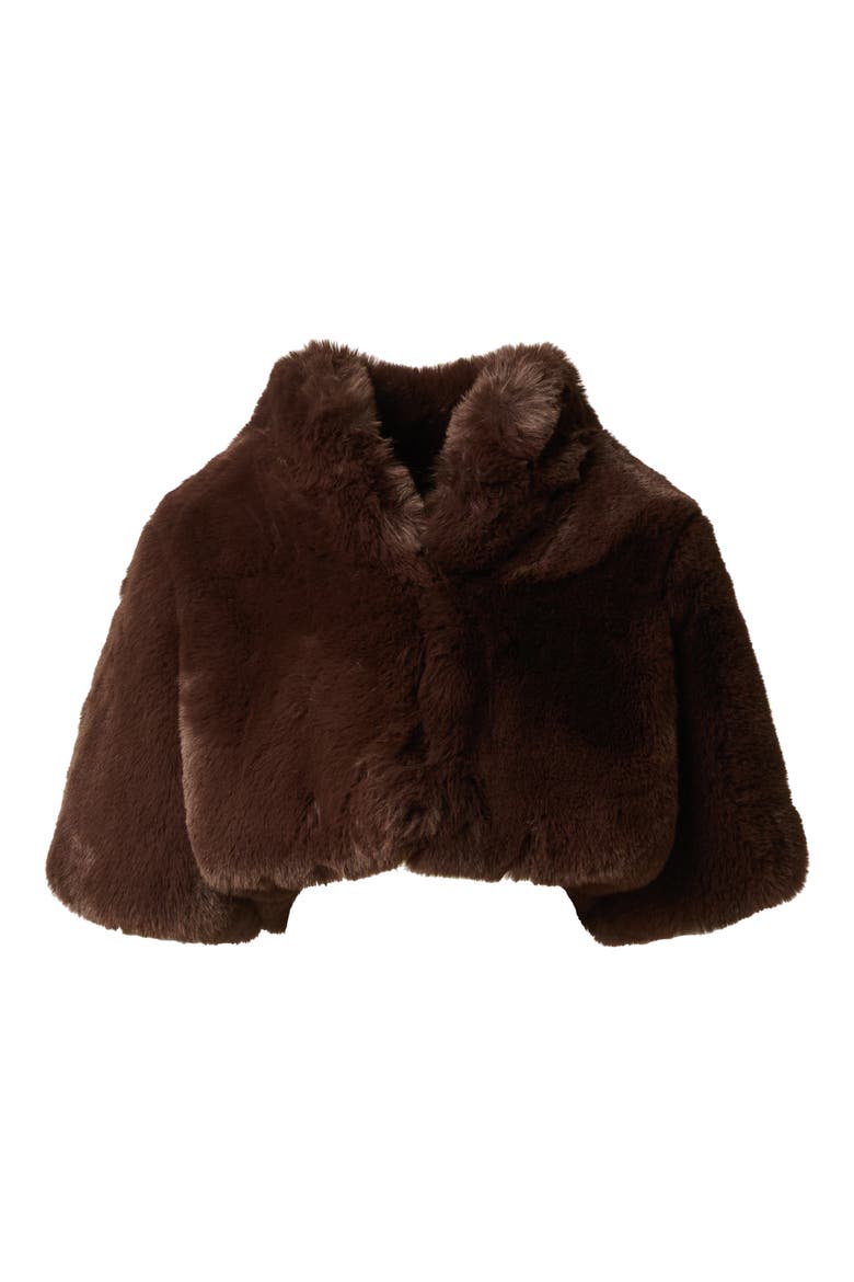 Faux Fur Coverup Jacket, Alternate, color, DARK BROWN