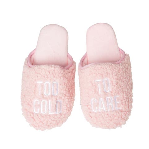 Too Cold To Care Fabric Slippers Small/Medium Polyester Pink