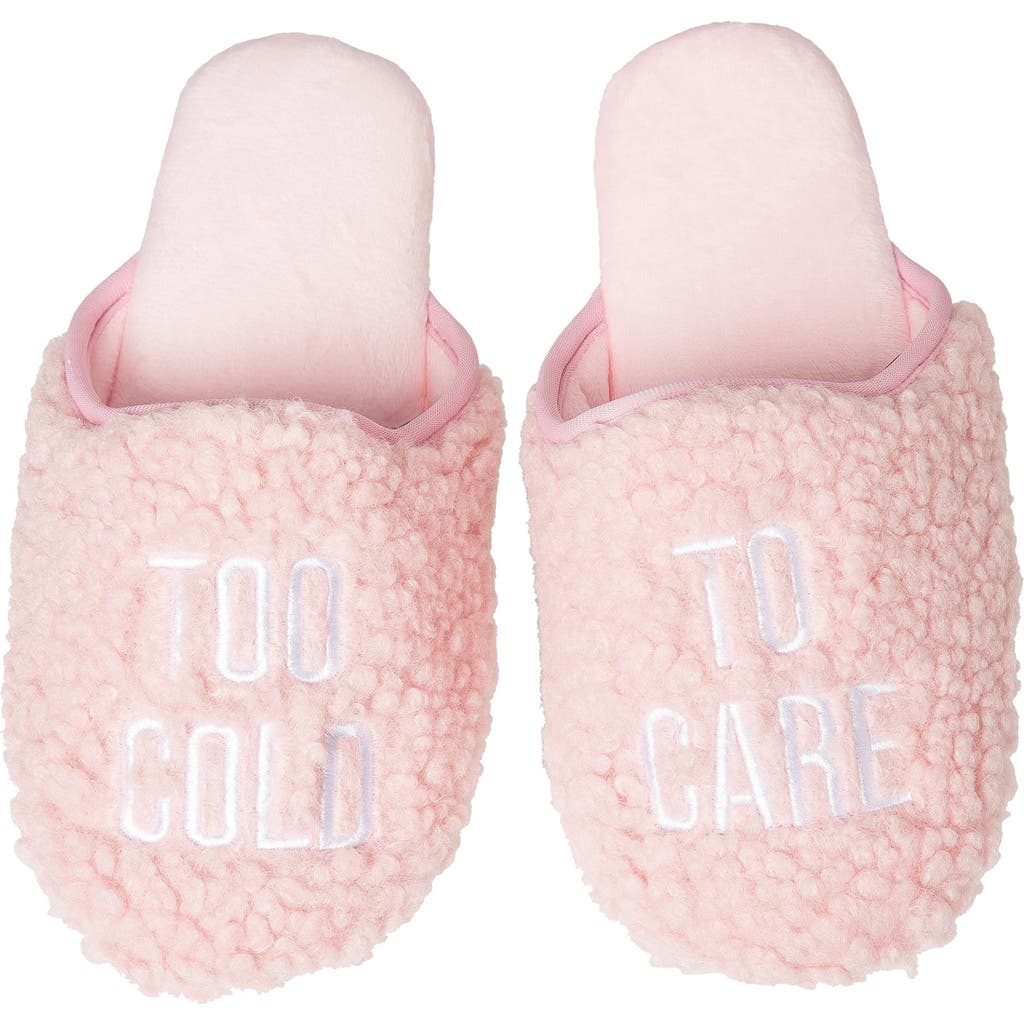 Totalee Gift Too Cold To Care Fabric Slippers Small/medium Polyester Pink In Multi