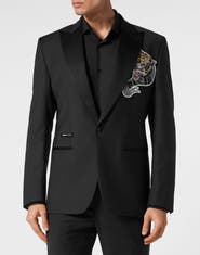 PHILIPP PLEIN One-Button Blazer Slim Fit Tattoo Men