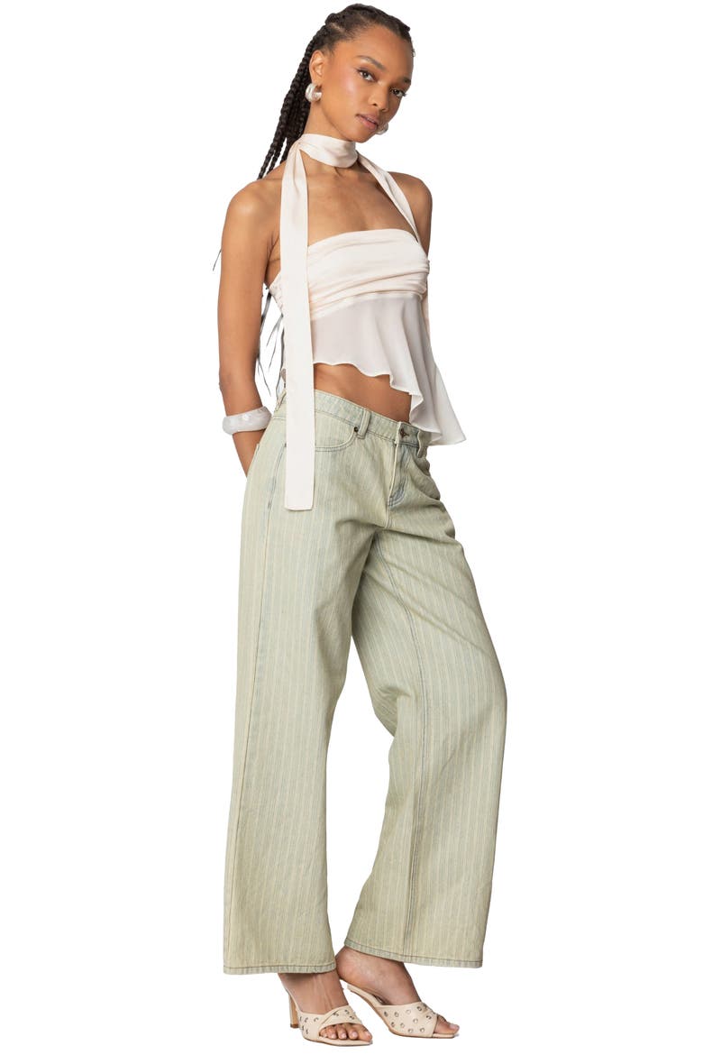 Asymmetric Satin Tube Top & Scarf Set, Alternate, color, CREAM