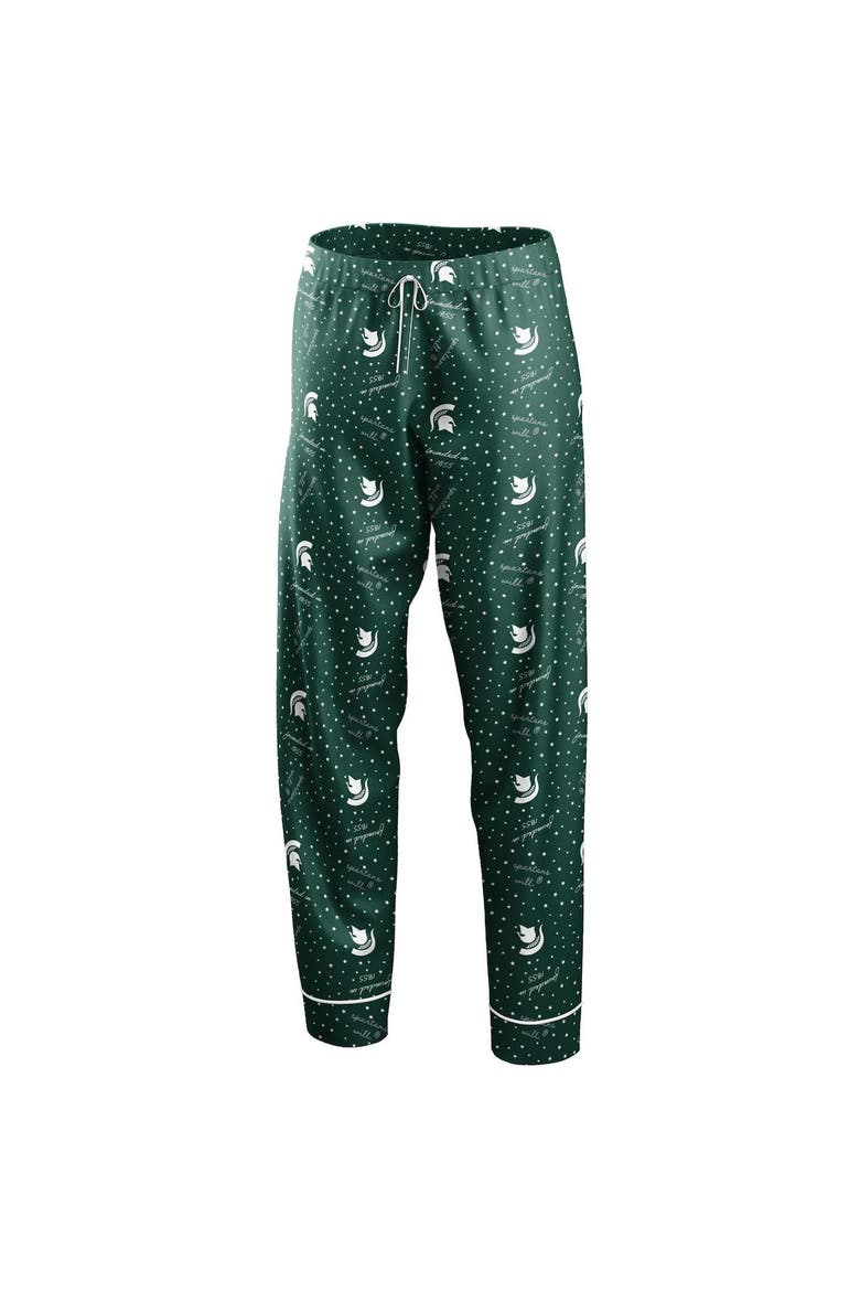 Women's WEAR by Erin Andrews MSU Spartans Long Sleeve Top & Pants Sleep Set, Alternate, color, GREEN