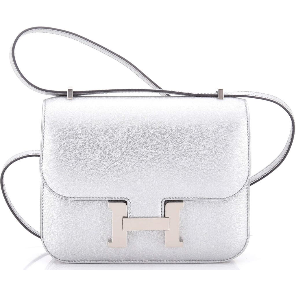 Pre-owned Hermes Hermes Constance Nm Bag Metallic Chevre Chamkilight 18 In Silver