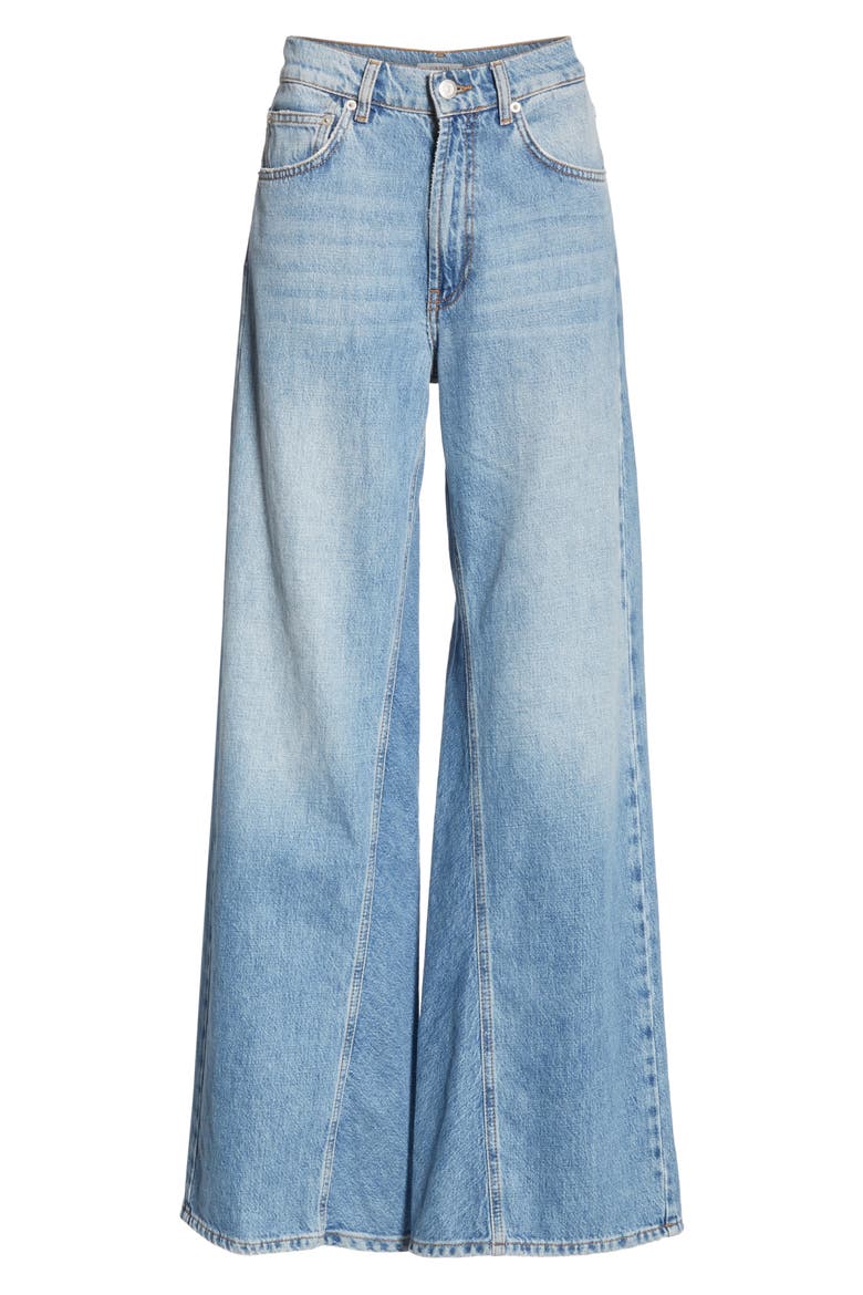 Wide Flare Leg Jeans, Alternate, color, BLEACHED DENIM