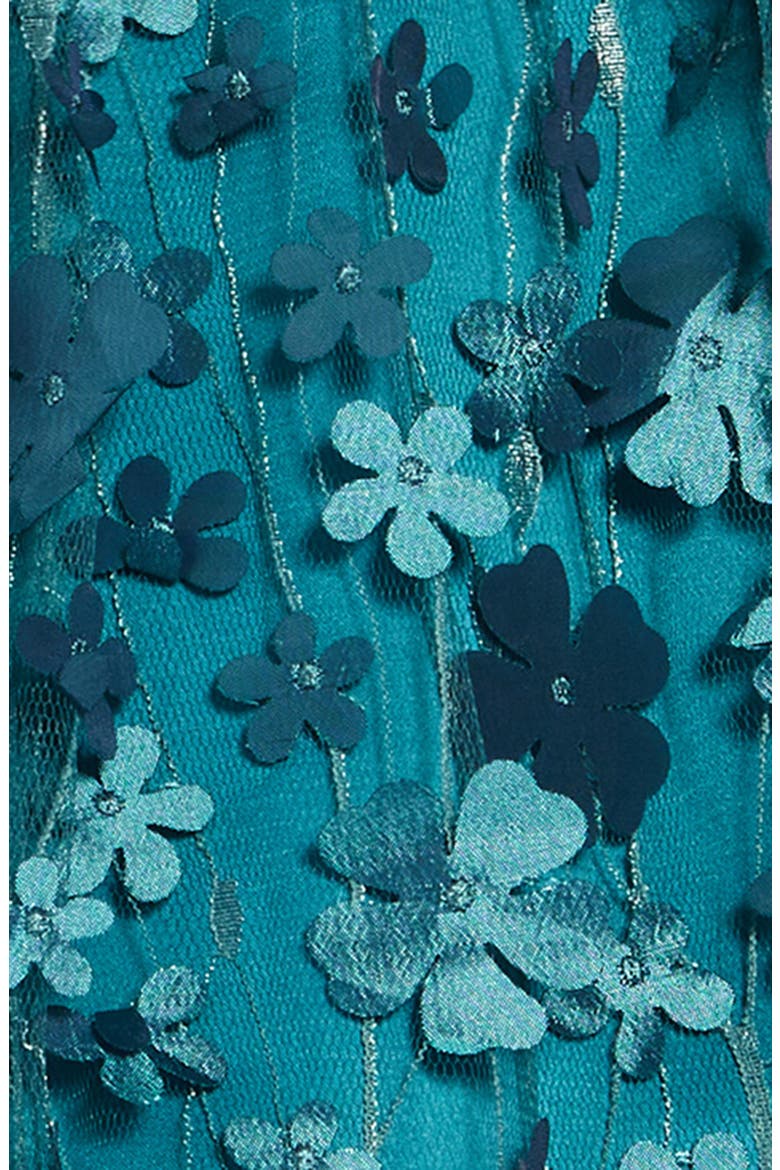Kids' Embroidered Floral Mesh Dress, Alternate, color, TEAL