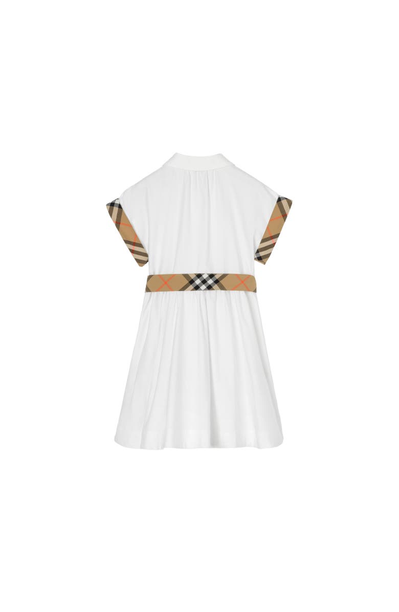 Burberry Check Trim Cotton Shirt Dress, Alternate, color, White
