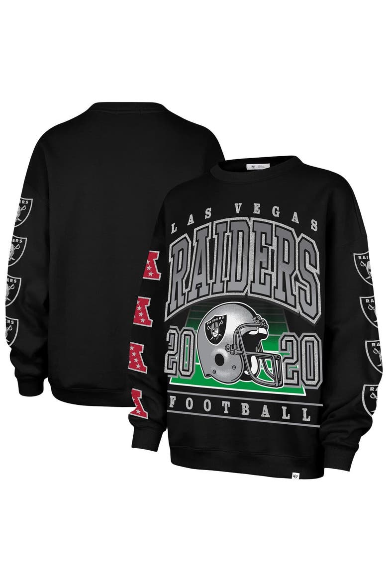 Women's '47  Black Las Vegas Raiders Go Big Oversized Pullover Sweatshirt, Main, color, Black