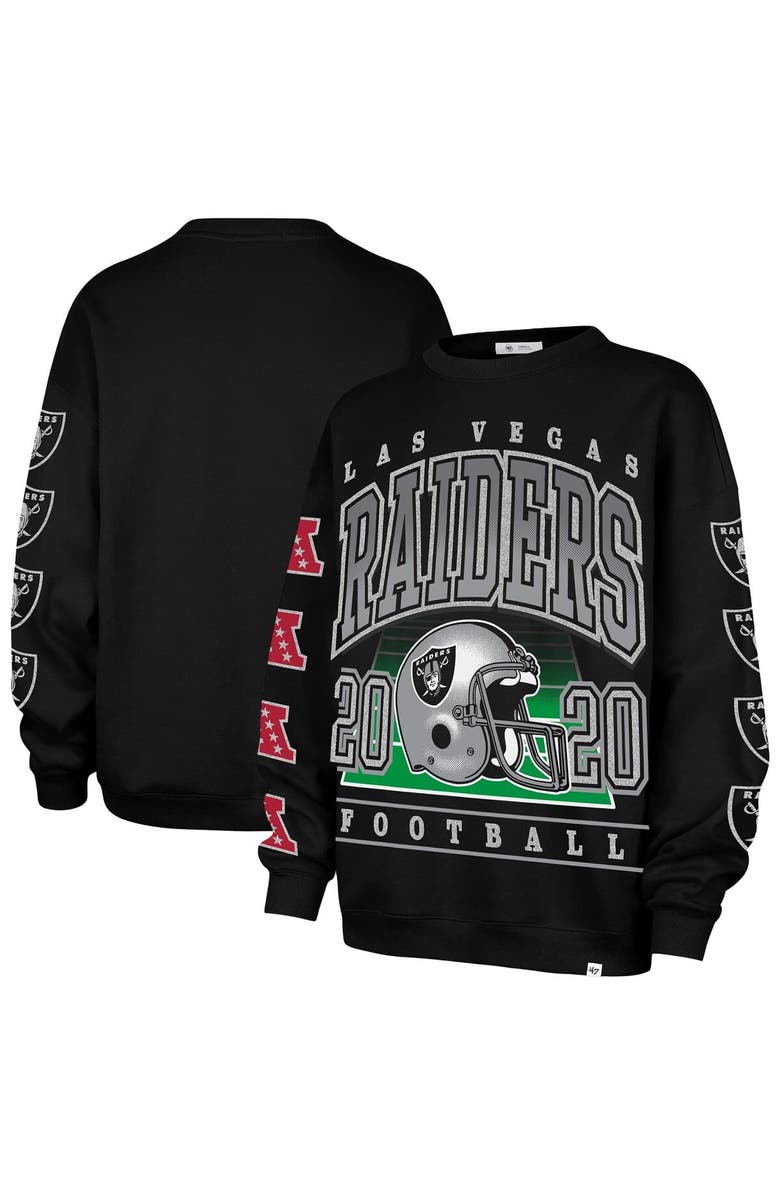 '47 Women's '47  Black Las Vegas Raiders Go Big Oversized Pullover Sweatshirt, Main, color, Black