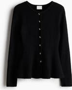 H&M Rib-knit Peplum Cardigan