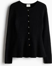 H&M Rib-knit Peplum Cardigan