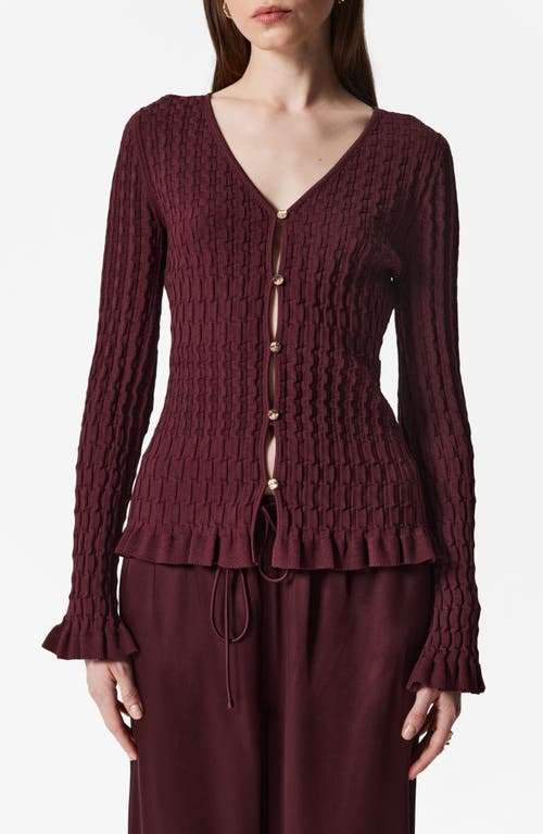 & Other Stories Textured Bell Sleeve Cardigan In Burgundy