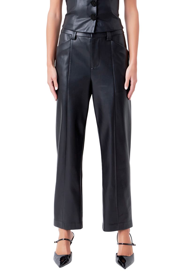 Faux Leather Pants, Main, color, JET BLACK