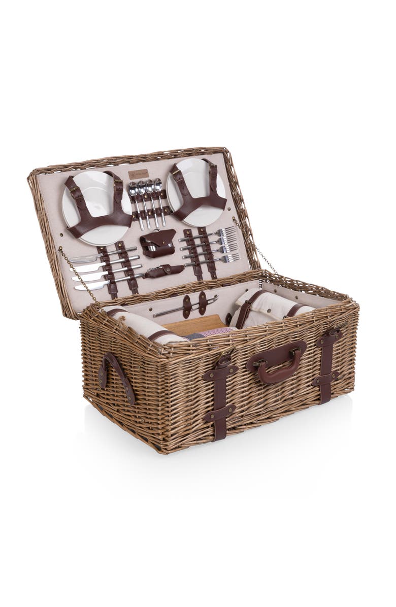 Picnic Time Charleston Picnic Basket, Alternate, color, Beige Canvas