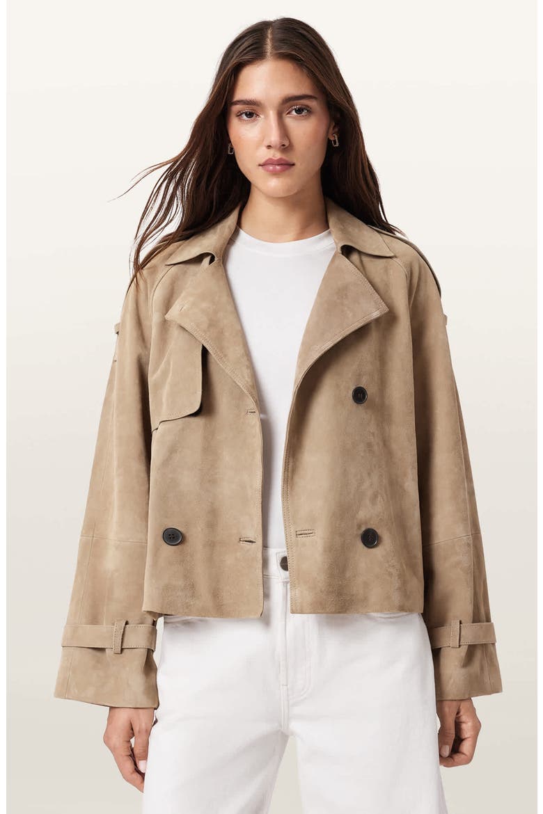 Reed Suede Trench Jacket, Alternate, color, TAUPE BROWN