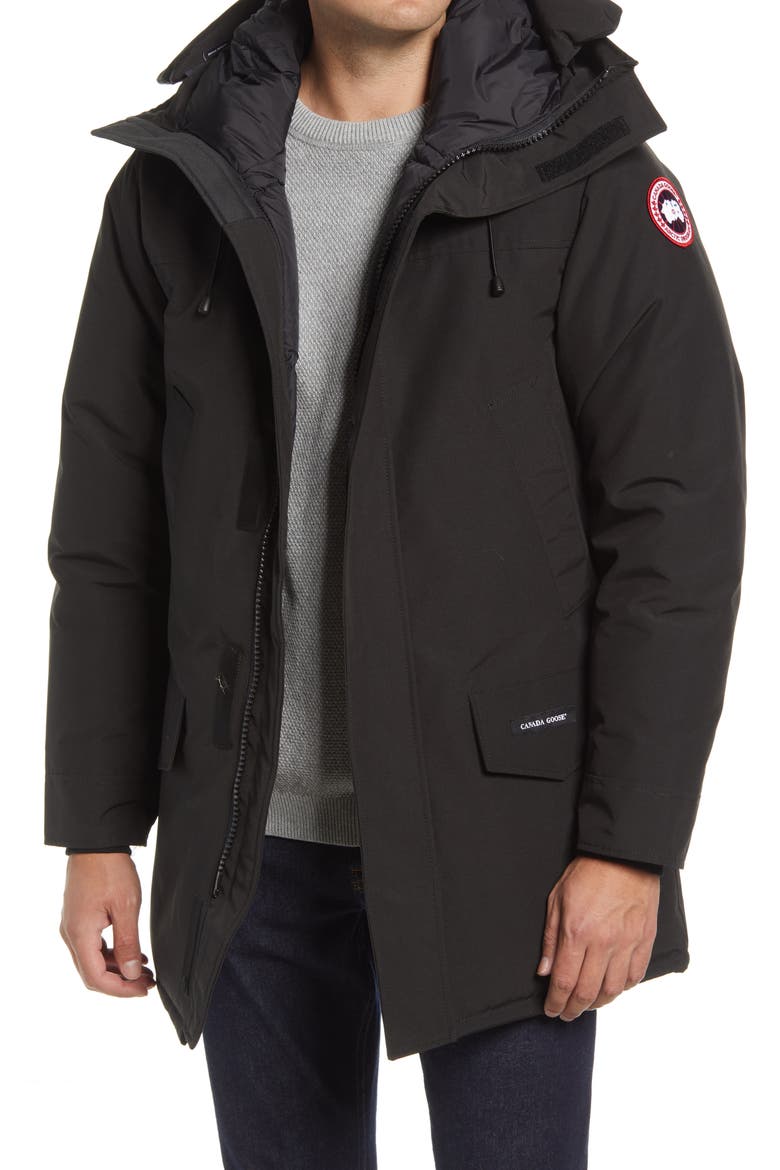 Langford Slim Fit 625 Fill Power Down Hooded Down Parka, Main, color, BLACK