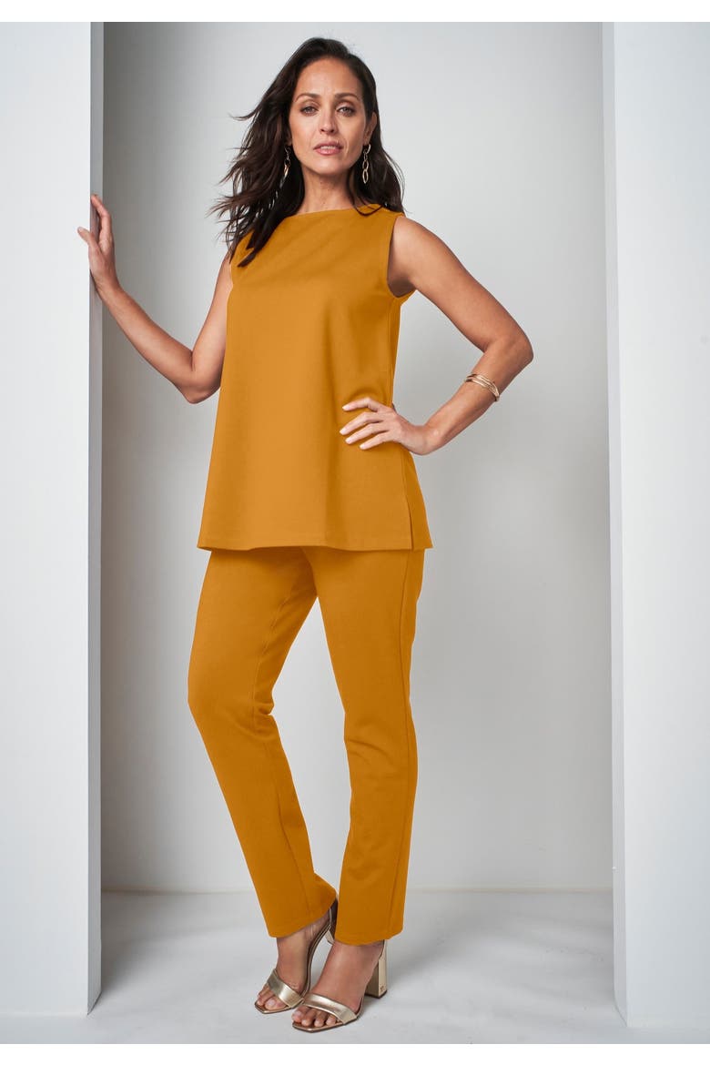 3 Piece Ponte Pant Set, Alternate, color, RICH GOLD