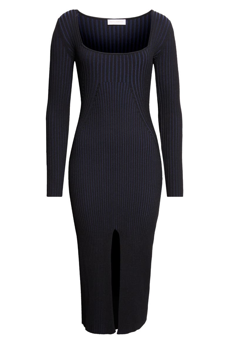 Logan Directional Rib Long Sleeve Sweater Dress, Alternate, color, BLACK/ NAVY