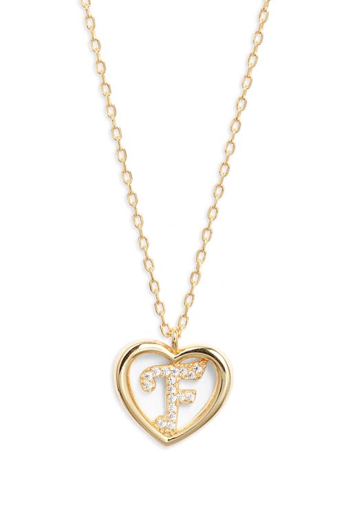 Argento Vivo Sterling Silver Heart Cubic Zirconia Initial Pendant Necklace In Gold