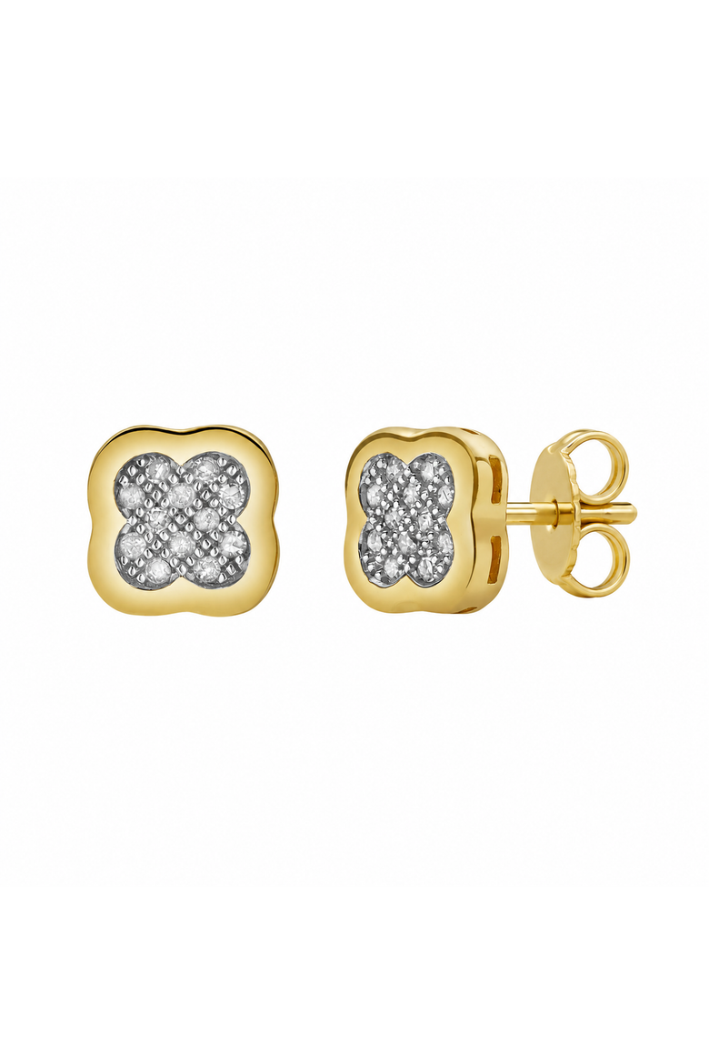 Clovetail XL 10K Yellow Gold Cluster Diamond Unisex Earrings - 0.1 Cts, Main, color, 10K Yellow Gold