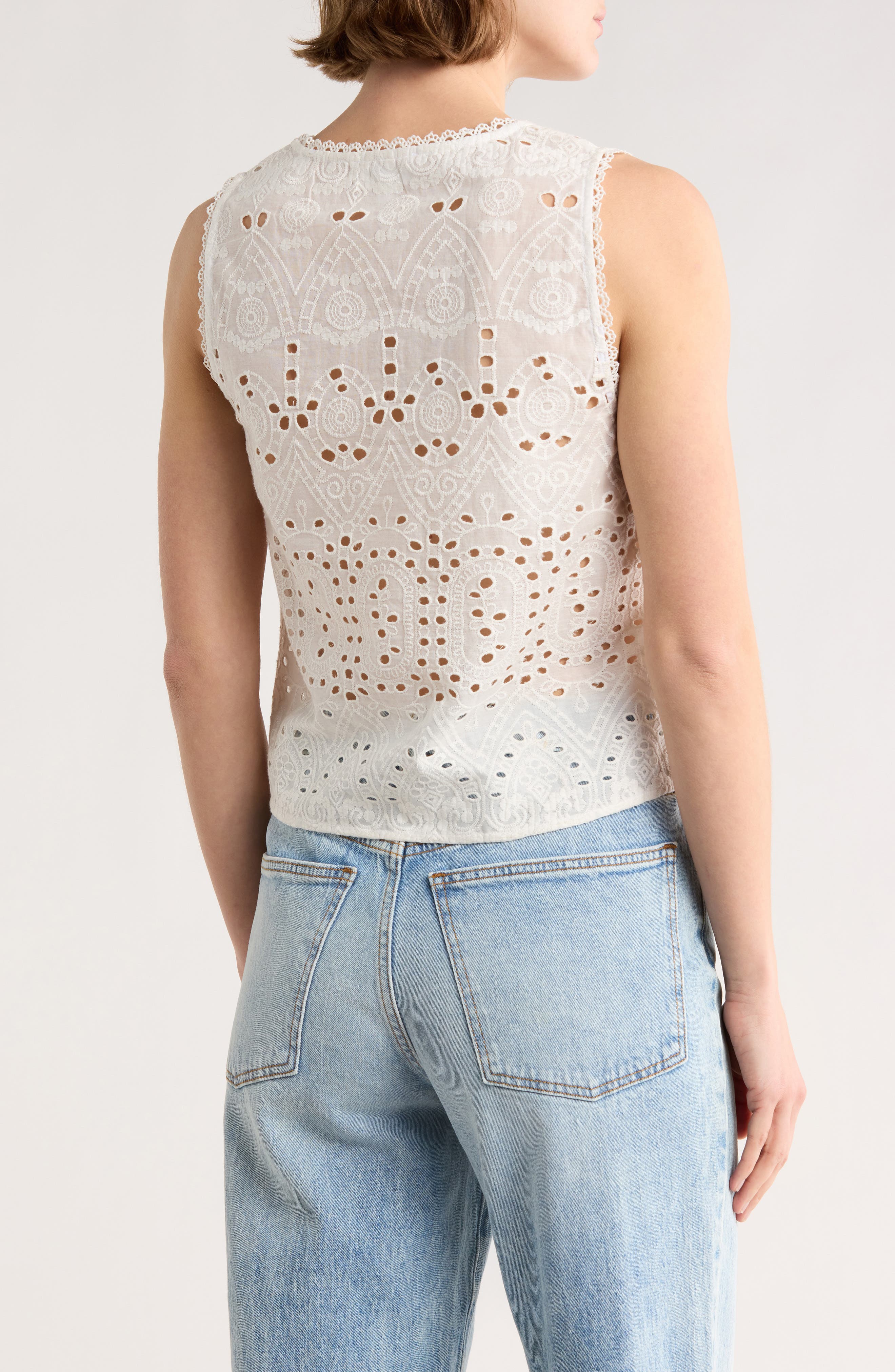 Cotton Eyelet Buttoned Tank - image 2