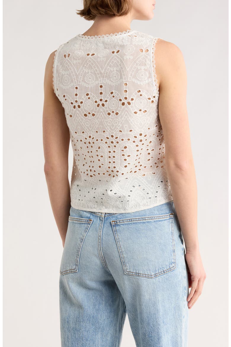 Cotton Eyelet Buttoned Tank, Alternate, color, WHITE
