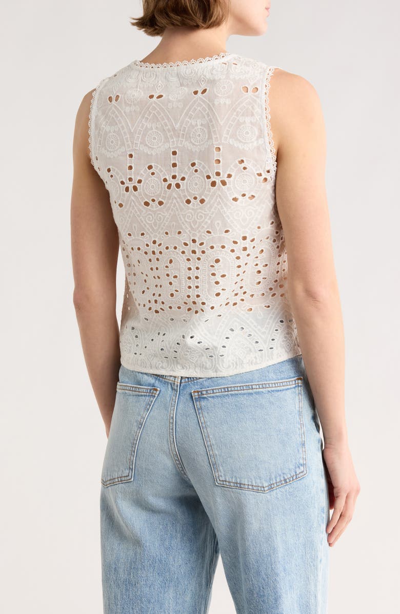 NSR Cotton Eyelet Buttoned Tank, Alternate, color, White