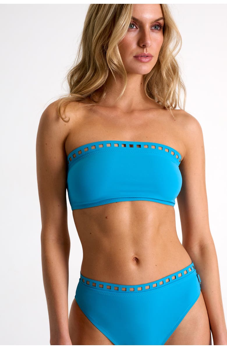 SHAN Bandeau Bikini Top With Mosaic Cutouts, Main, color, Blue
