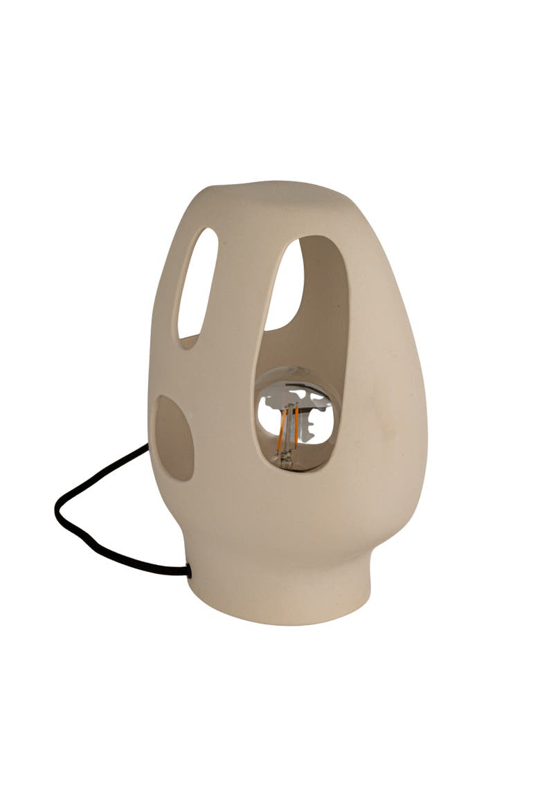 Ceramic Table Lamp with Cut-Outs, Volcano Finish, White, Main, color, White