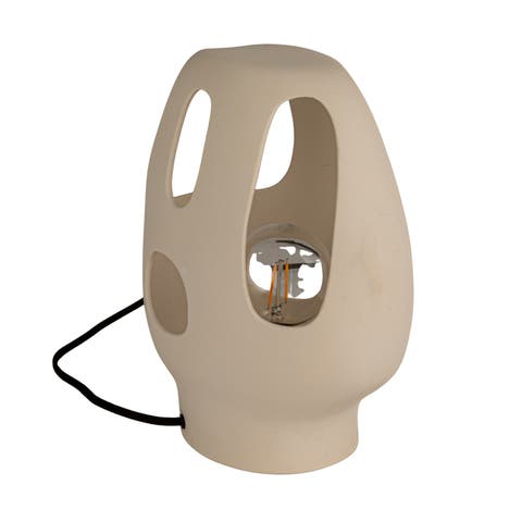 Ceramic Table Lamp with Cut-Outs, Volcano Finish, White