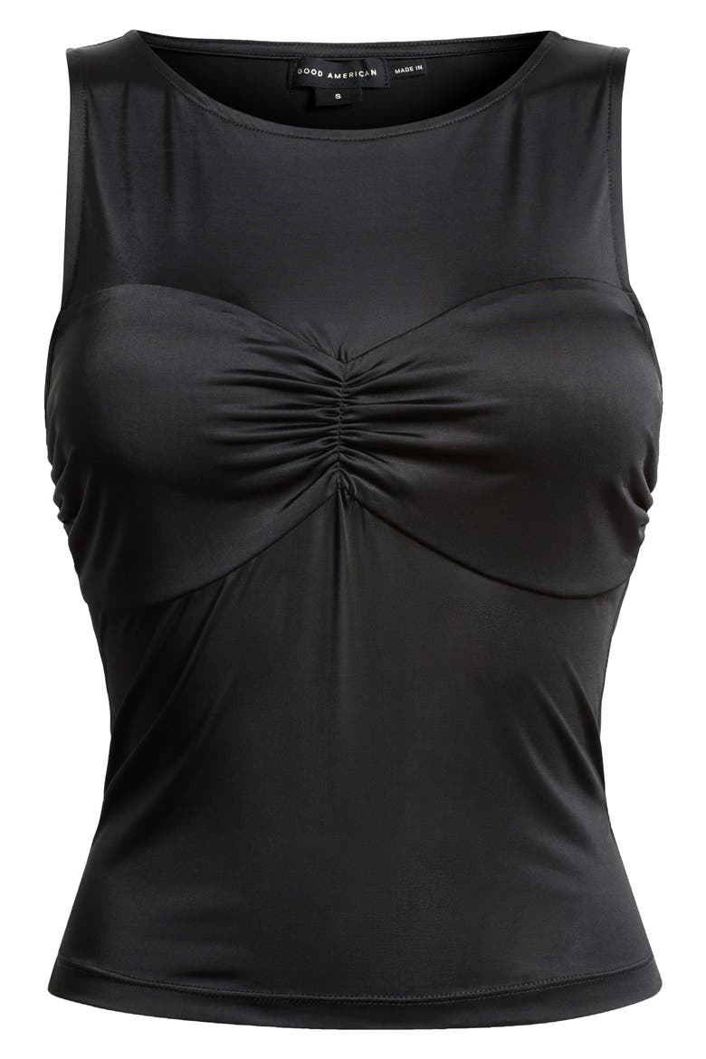 Slinky Jersey Ruched Tank Top, Alternate, color, BLACK001