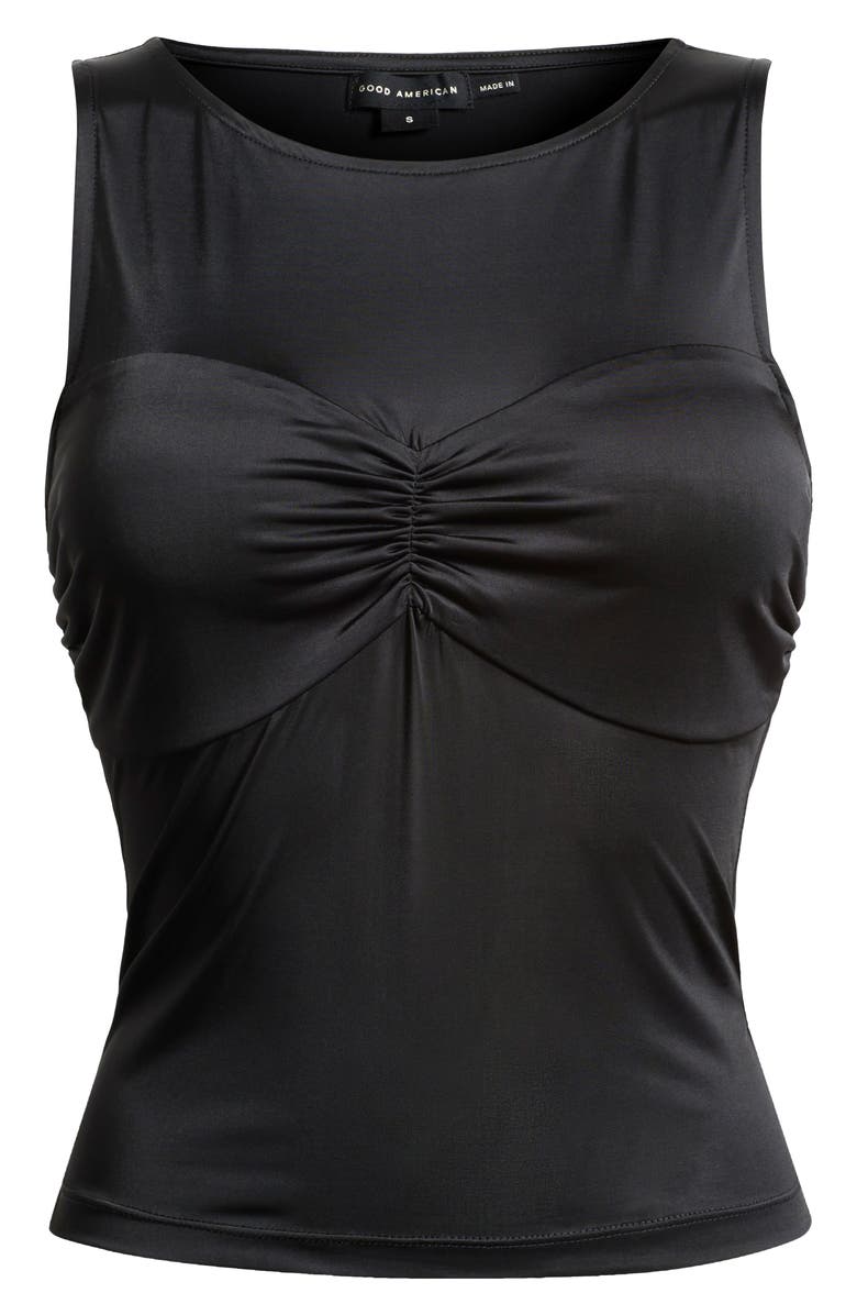 Good American Slinky Jersey Ruched Tank Top, Alternate, color, Black001