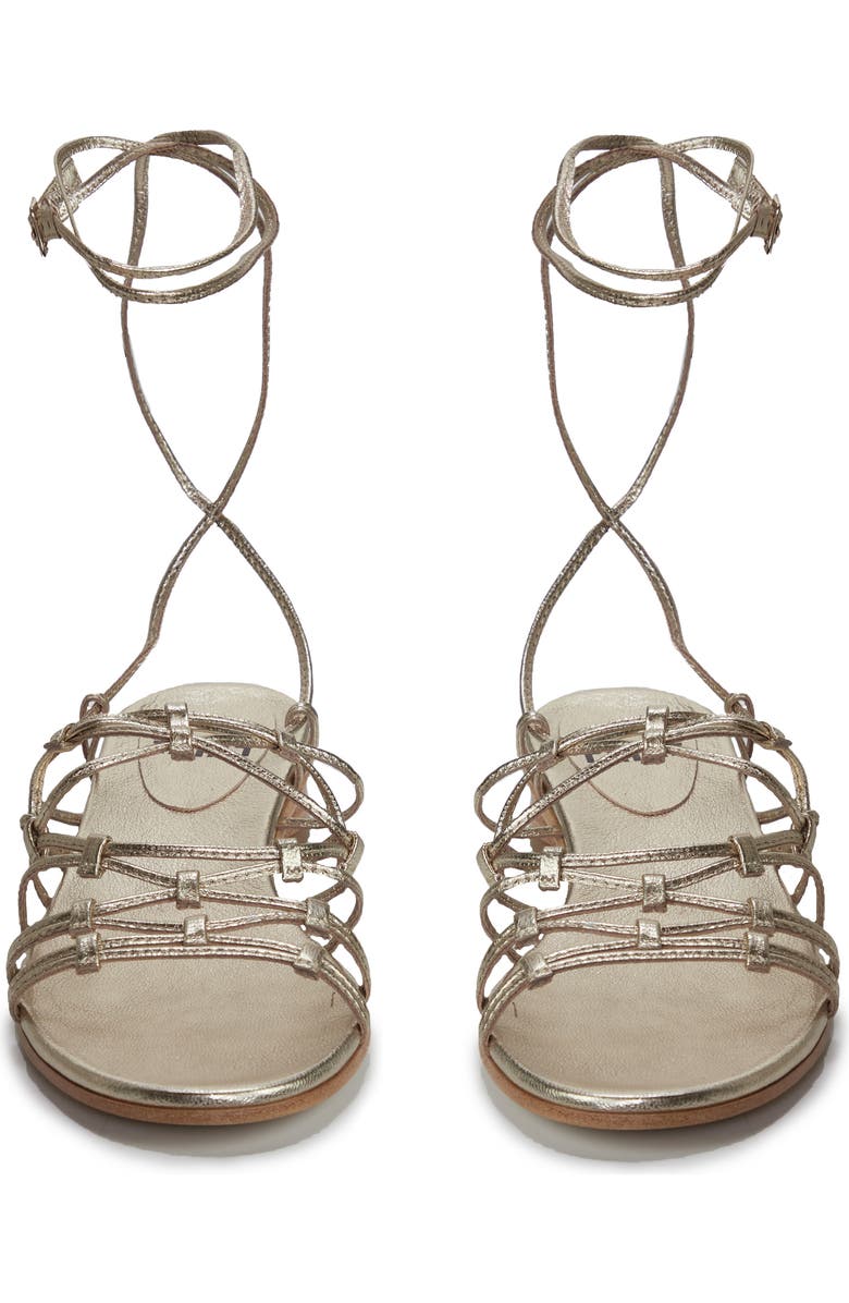 PAIGE Evan Ankle Tie Sandal, Alternate, color, Light Gold