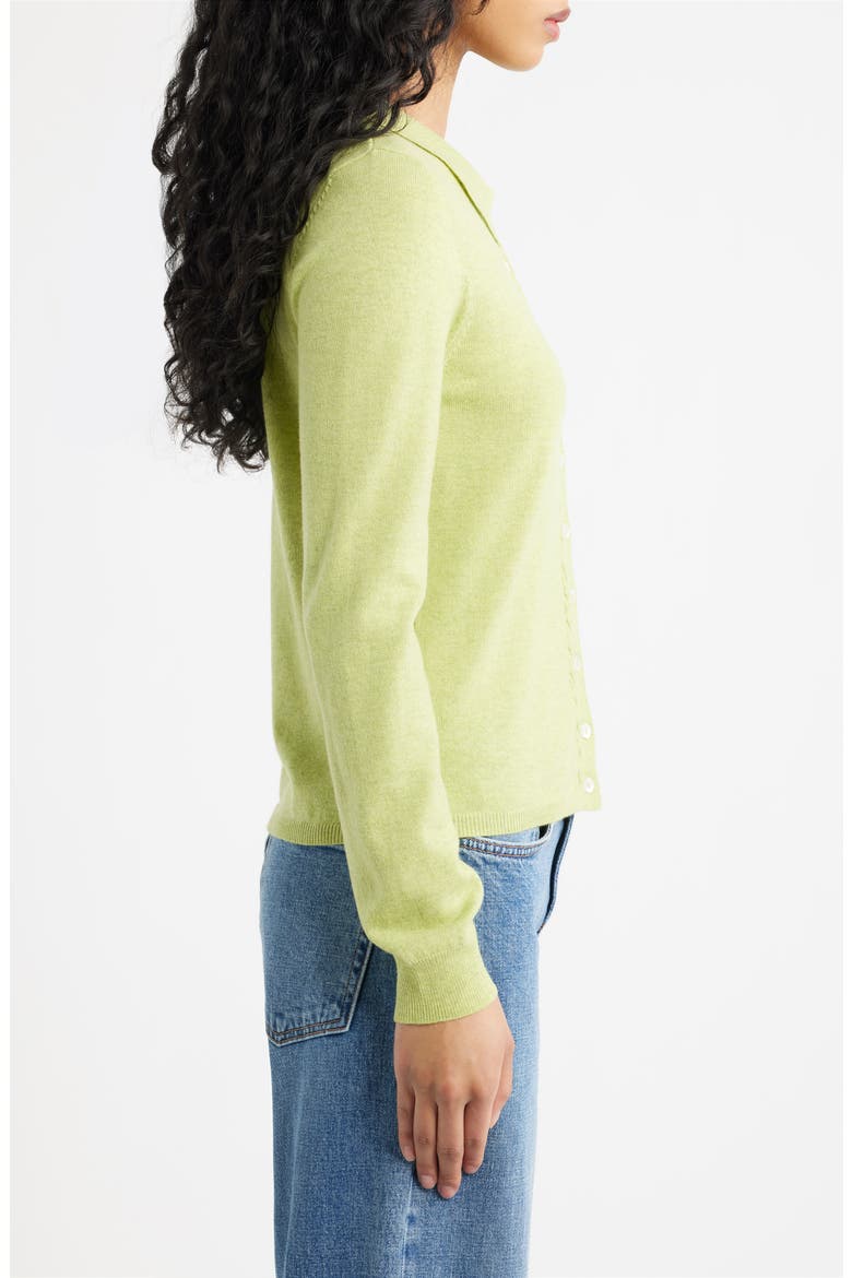 Voula Cable Polo Cardigan, Alternate, color, LIME