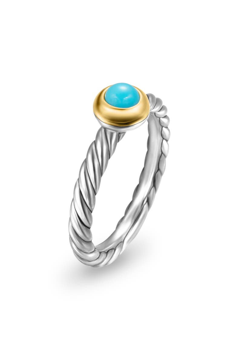 David Yurman Petite Cable Ring in Sterling Silver with 14K Yellow Gold, Alternate, color, Silver/ Gold/ Turquoise
