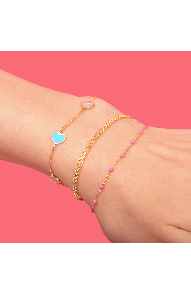 The Lovery Fine Jewelry Mixed Blue Heart Station Bracelet, Alternate, color, Mixed Blue