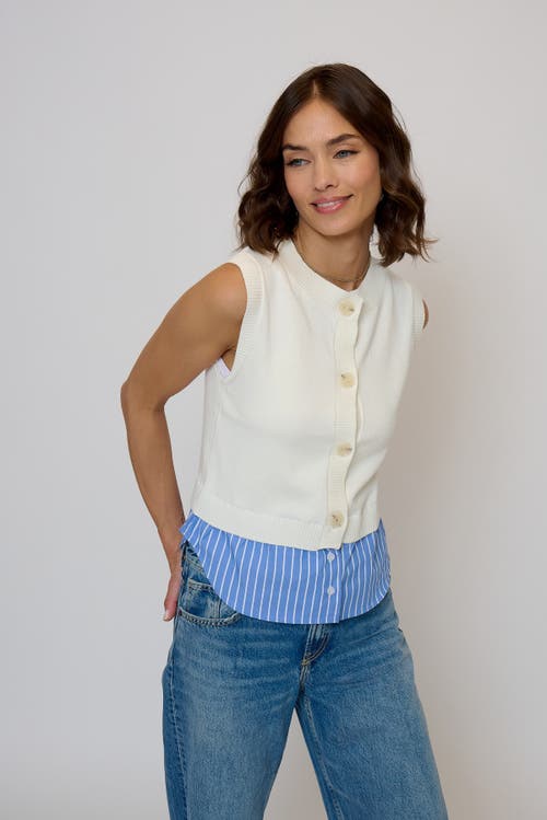 Central Park West Kira Twofer Button Up Tank In White