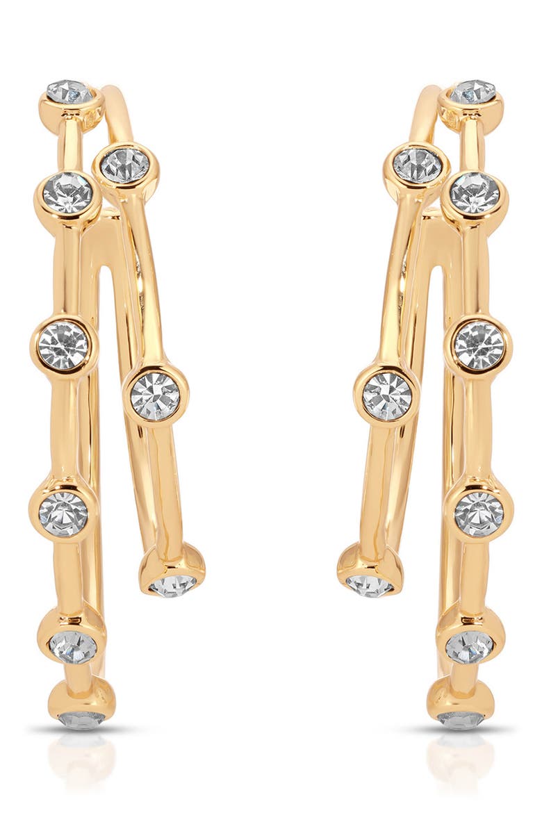Double Dotted Hoop Earrings, Alternate, color, GOLD