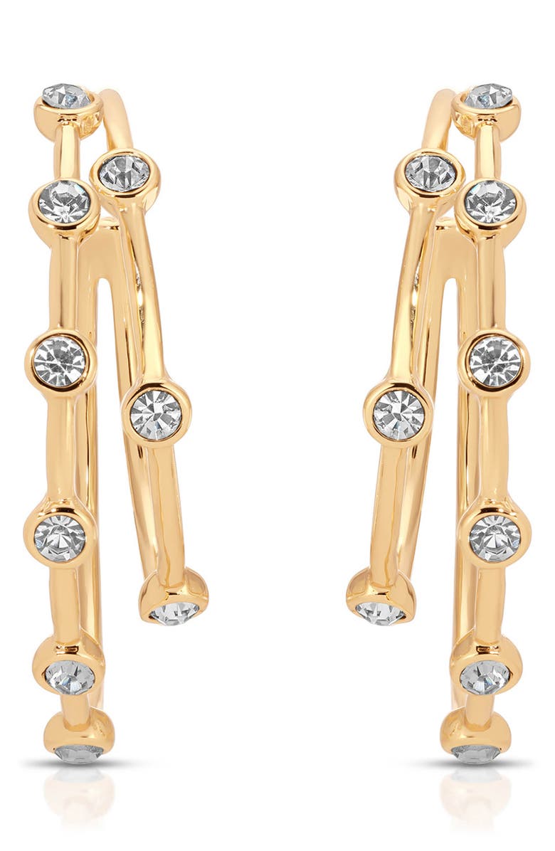 Ettika Double Dotted Hoop Earrings, Alternate, color, Gold