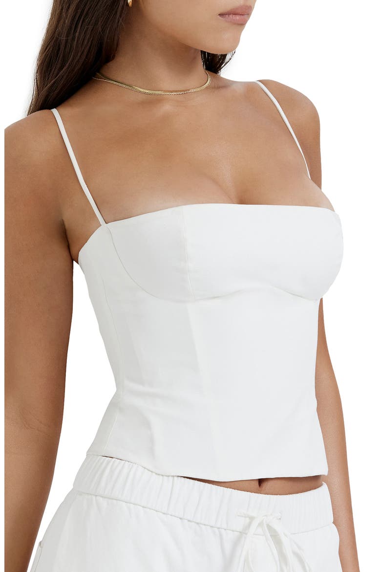 Audette Structured Cotton Twill Corset Top, Alternate, color, WHITE