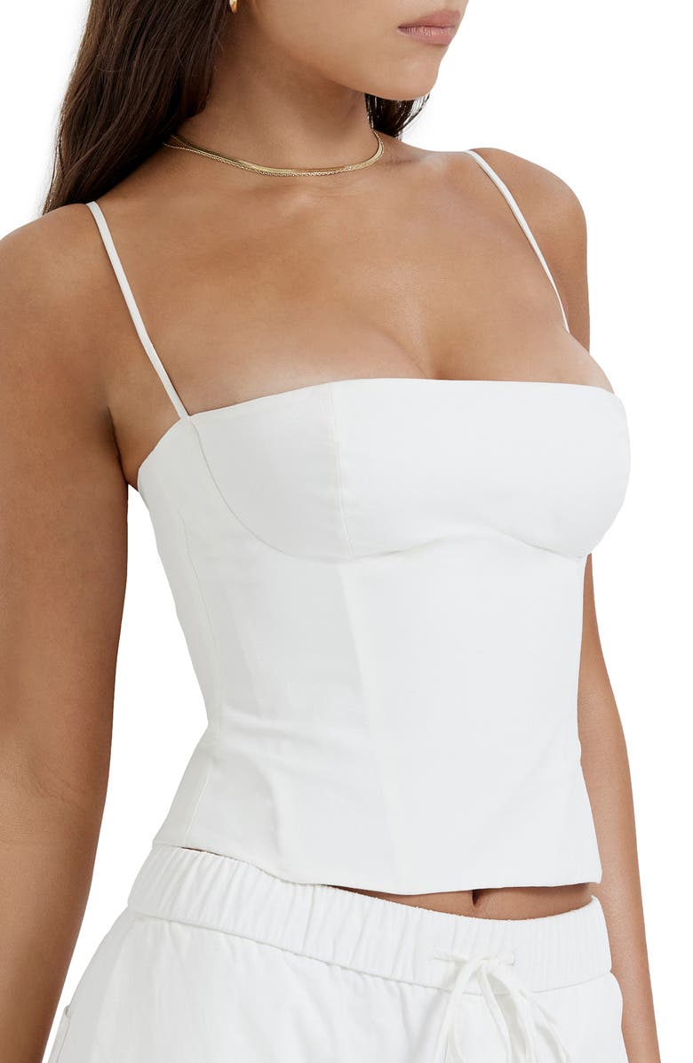 HOUSE OF CB Audette Structured Cotton Twill Corset Top, Alternate, color, White
