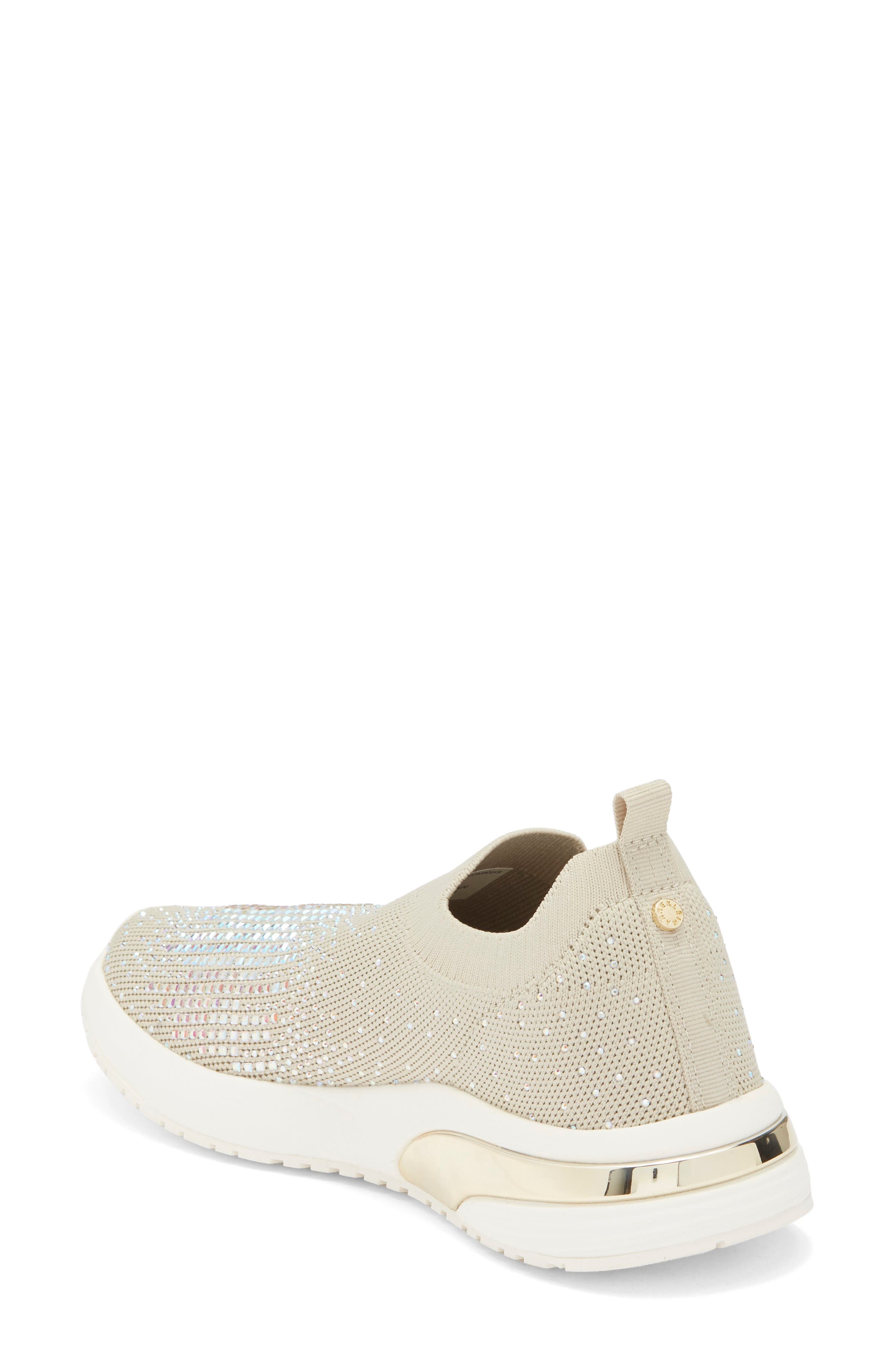 Anne Klein Compete Knit Platform Sneaker, Alternate, color, Bone Crystal