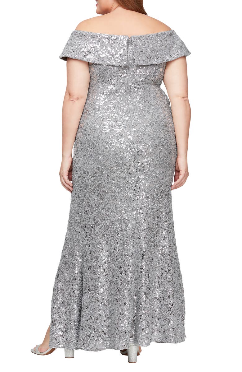 Alex Evenings Sequin Of the Shoulder Gown, Alternate, color, 