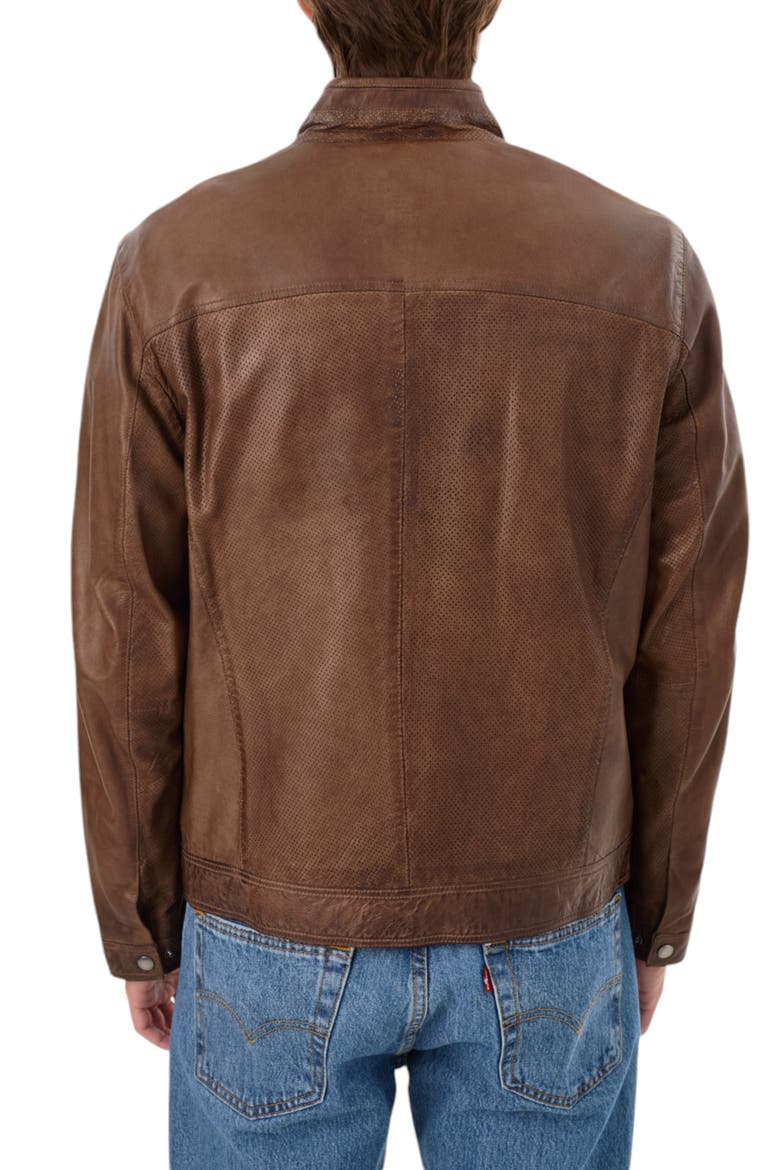 Perforated Leather Jacket, Alternate, color, GREY