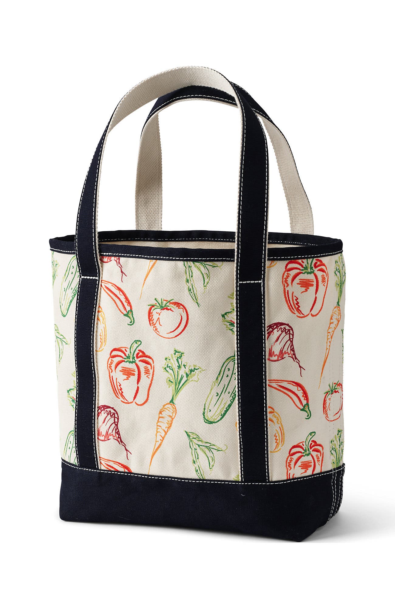 Lands' End Zip Top Long Handle Canvas Tote Bag, Alternate, color, Vegetable Multi/Natural