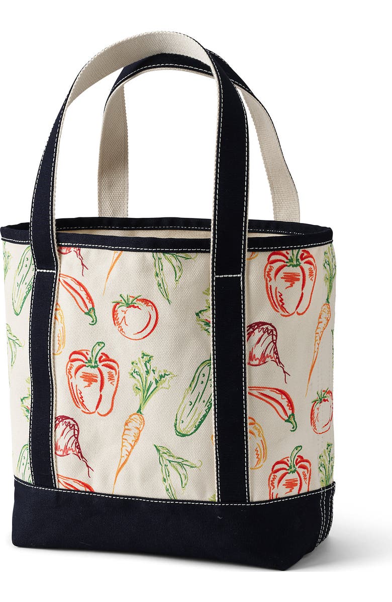 Lands' End Zip Top Long Handle Canvas Tote Bag, Alternate, color, Vegetable Multi/Natural